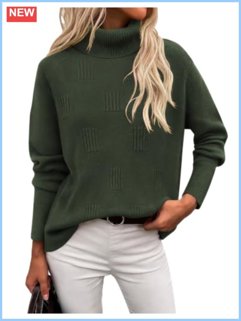 Ekouaer Turtleneck Sweater Ribbed Long Sleeve Knitted Pullover Fall Winter